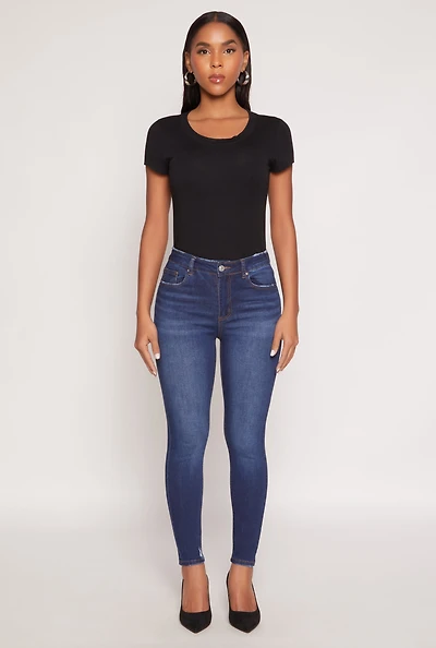 Womens WAX Frayed Detail Skinny Jeans, Blue, Size 3