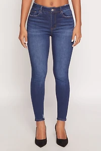 Womens WAX Frayed Detail Skinny Jeans, Blue,