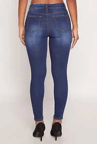 Womens WAX Frayed Detail Skinny Jeans, Blue,