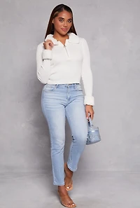 Womens WAX Whiskered Straight Leg Jeans, Blue, Size 7