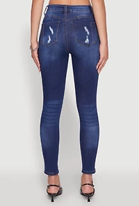 Womens WAX Distressed Frayed Skinny Jeans, Blue, Size 3