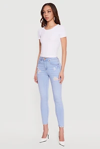 WAX Cropped Distressed Skinny Jeans