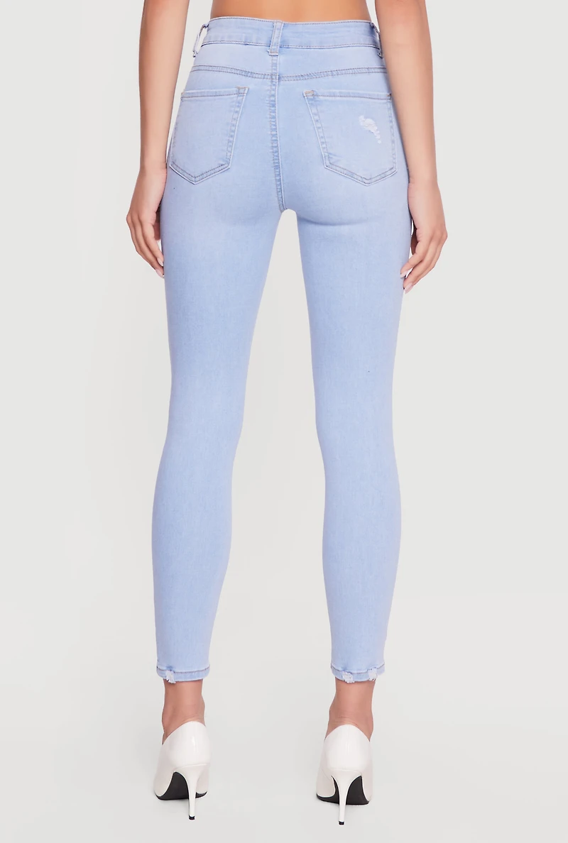 WAX Cropped Distressed Skinny Jeans