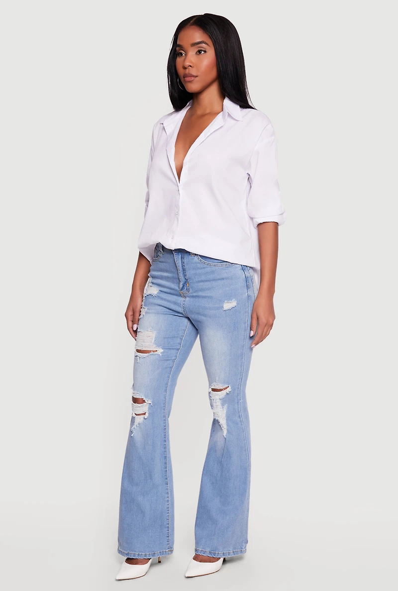 WAX Distressed Flare Jeans