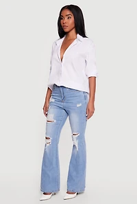WAX Distressed Flare Jeans