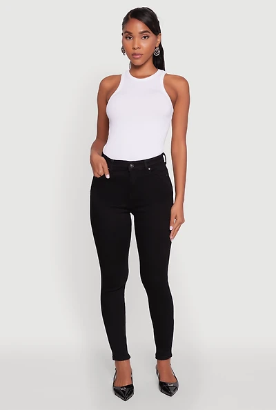 Womens WAX Cropped High Rise Skinny Jeans, Black, Size 7