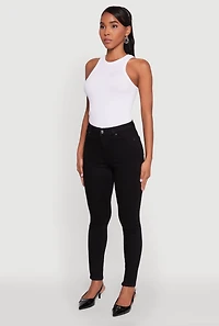 Womens WAX Cropped High Rise Skinny Jeans, Black, Size 7