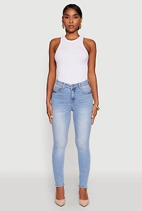 Womens WAX Push Up High Rise Skinny Jeans, Blue,