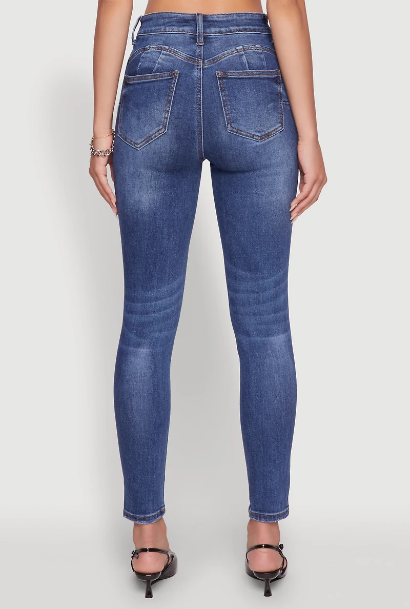 Womens WAX Push Up High Rise Skinny Jeans, Blue,