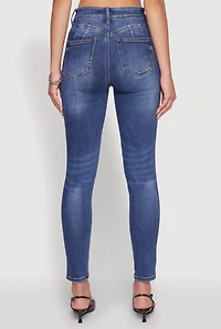 Womens WAX Push Up High Rise Skinny Jeans, Blue,