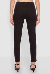 Womens WAX Distressed Patch and Repair Skinny Jeans, Black,