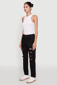 Womens WAX Distressed Boyfriend Jeans,