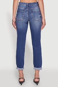Womens WAX Distressed Boyfriend Jeans, Blue,