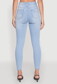 Womens WAX Whiskered Distressed Jeans, Blue, Size 0