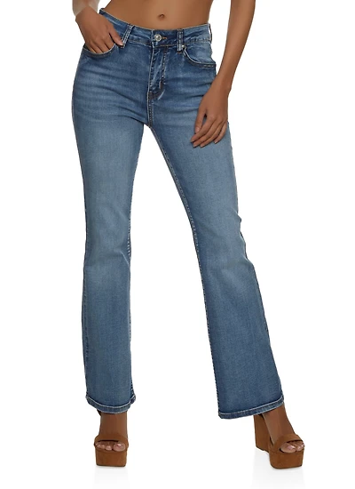 Womens WAX Acid Wash Boot Cut Jeans, Blue, Size 0
