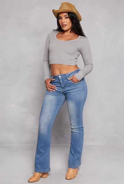 WAX Acid Wash High Waisted Boot Cut Jeans