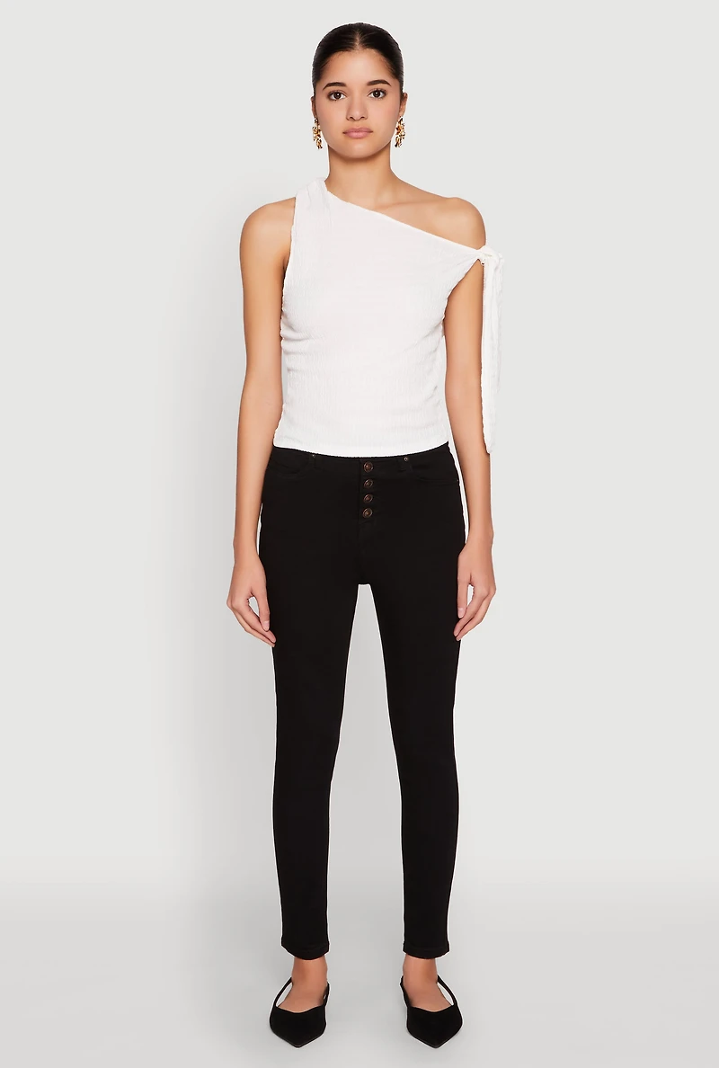 Womens WAX Button Fly Skinny Jeans,