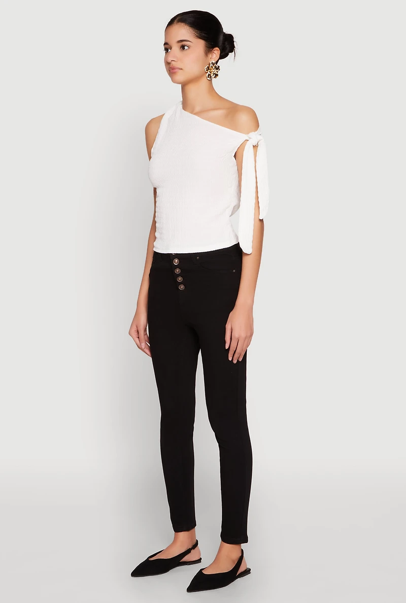 Womens WAX Button Fly Skinny Jeans,