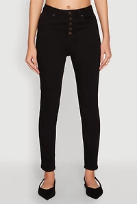 Womens WAX Button Fly Skinny Jeans,