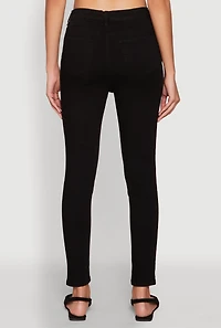 Womens WAX Button Fly Skinny Jeans, Black,