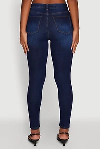 Womens WAX Button Fly Skinny Jeans, Blue, Size 3