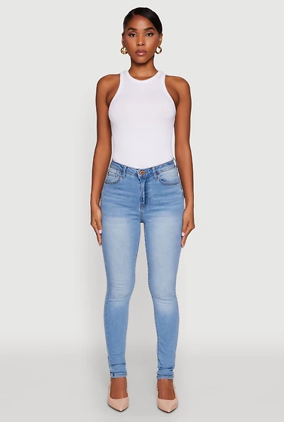 Womens WAX Whiskered Rolled Cuff Skinny Jeans, Blue, Size 7