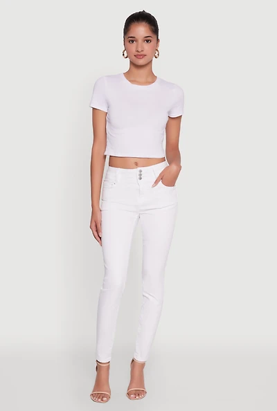 Womens WAX High Waisted Push Up Skinny Jeans, White, Size 9