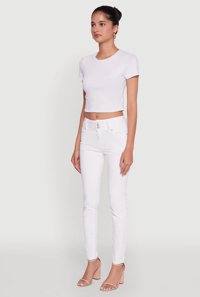 Womens WAX High Waisted Push Up Skinny Jeans, White, Size 9