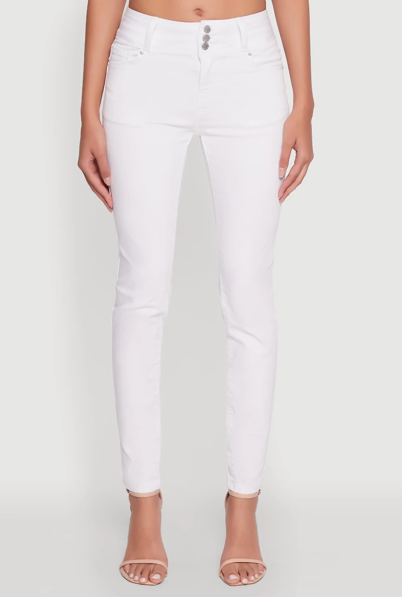 Womens WAX High Waisted Push Up Skinny Jeans, White, Size 9