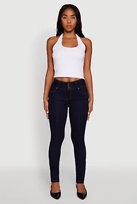 Womens WAX High Waisted Push Up Skinny Jeans, Blue,