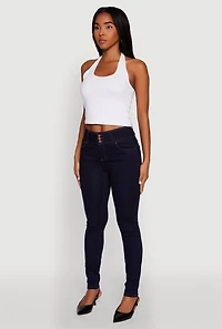 Womens WAX High Waisted Push Up Skinny Jeans, Blue,