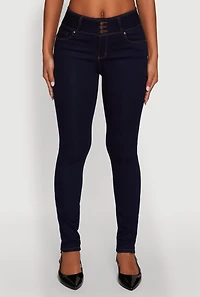 Womens WAX High Waisted Push Up Skinny Jeans, Blue,