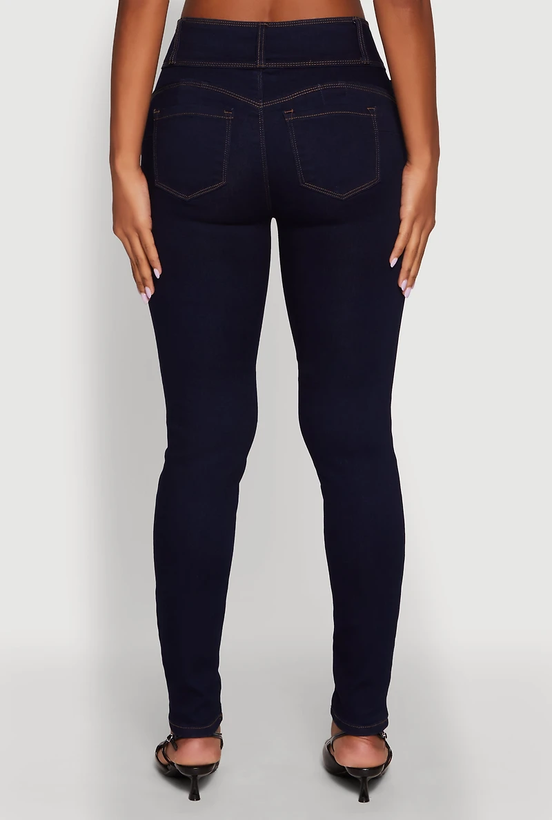 Womens WAX High Waisted Push Up Skinny Jeans, Blue,