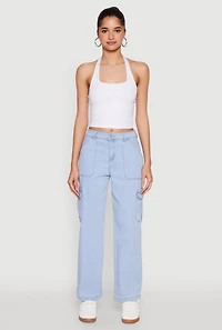 Womens WAX Cargo Straight Leg Carpenter Jeans, Blue, Size 13