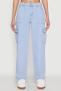 Womens WAX Cargo Straight Leg Carpenter Jeans, Blue, Size 13