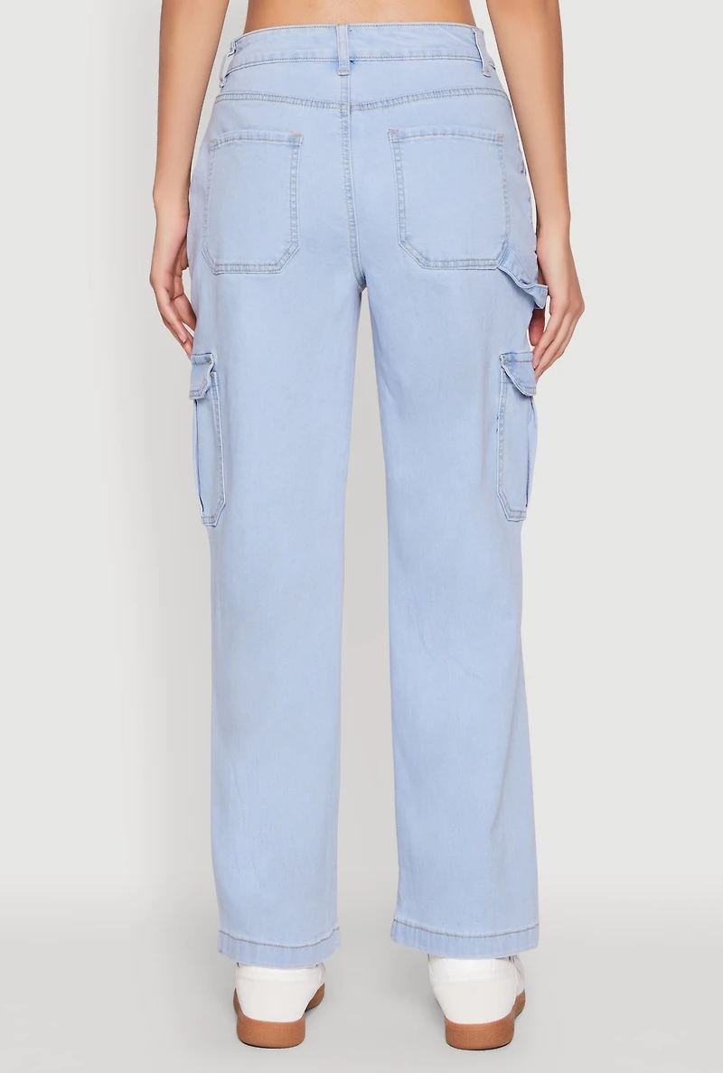 Womens WAX Cargo Straight Leg Carpenter Jeans, Blue,