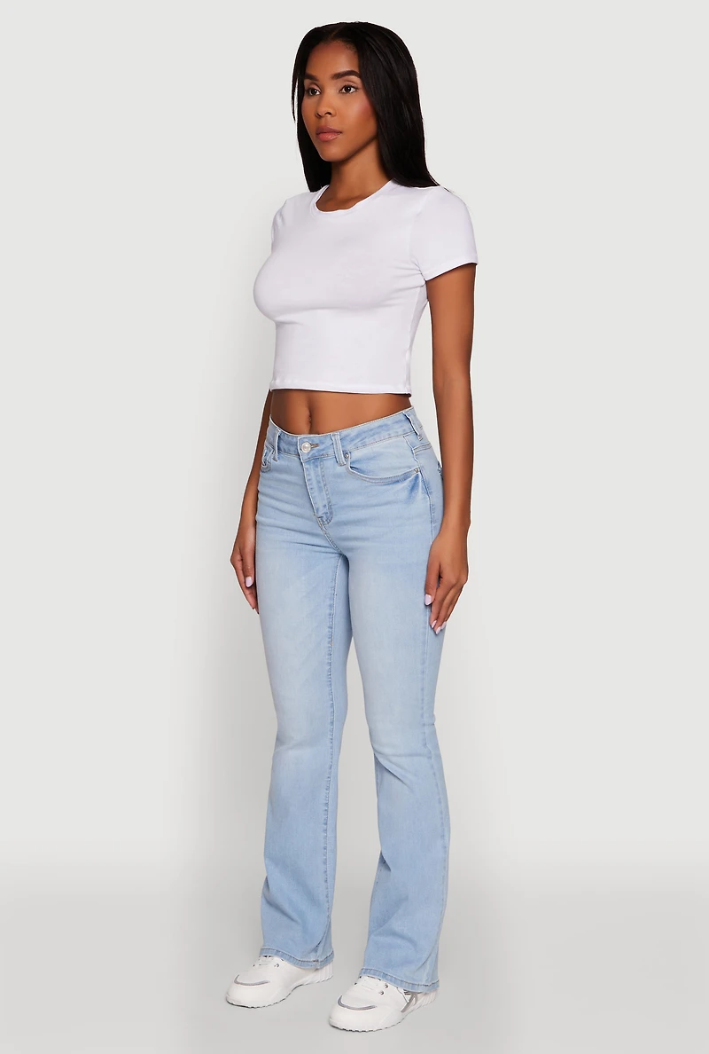 WAX Stretch Flap Pocket Mid Rise Bootcut Jeans