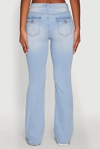 Womens WAX Stretch Flap Pocket Mid Rise Bootcut Jeans, Blue, Size 11