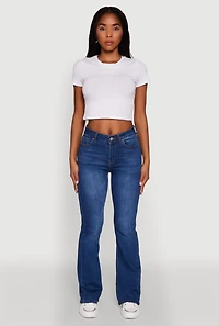 Womens WAX Stretch Flap Pocket Mid Rise Bootcut Jeans, Blue, Size 9