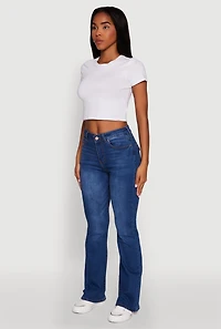 Womens WAX Stretch Flap Pocket Mid Rise Bootcut Jeans, Blue, Size 9