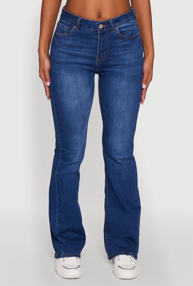 Womens WAX Stretch Flap Pocket Mid Rise Bootcut Jeans, Blue, Size 9