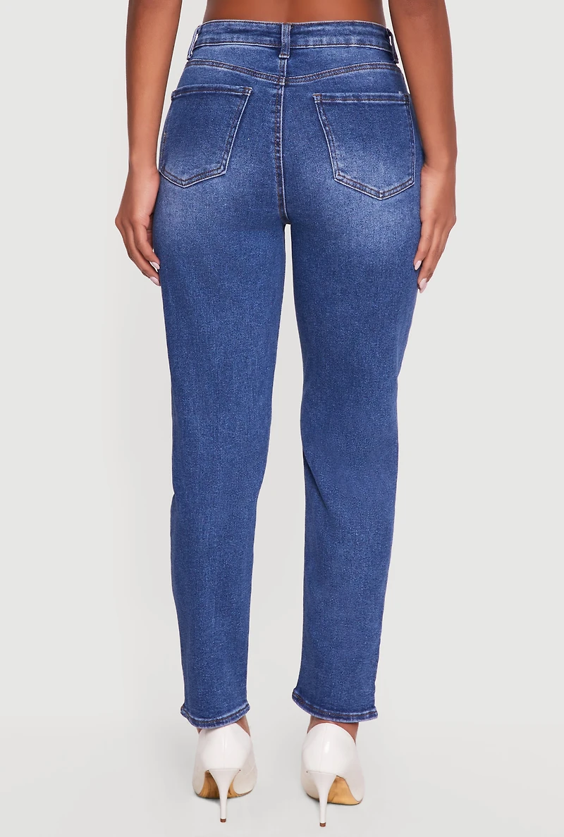 WAX High Waisted Distressed Mom Jeans