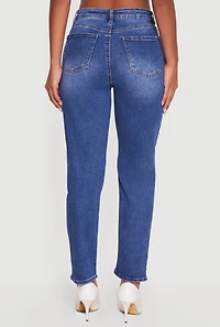 WAX High Waisted Distressed Mom Jeans