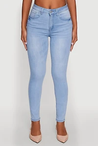 Womens WAX Stretch High Waisted Skinny Ankle Jeans, Blue,