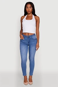 Womens WAX Stretch High Waisted Skinny Ankle Jeans, Blue,