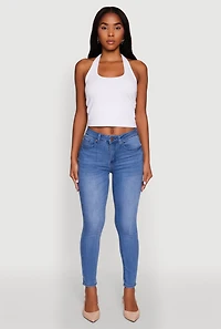 Womens WAX Stretch High Waisted Skinny Ankle Jeans, Blue,