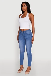 Womens WAX Stretch High Waisted Skinny Ankle Jeans, Blue,