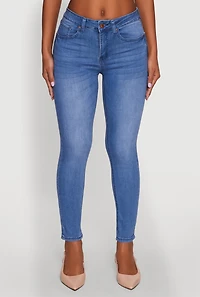 Womens WAX Stretch High Waisted Skinny Ankle Jeans, Blue,