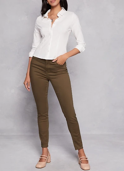 Womens WAX Twill Skinny Leg Pants,