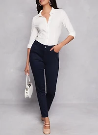 Womens WAX Twill Skinny Leg Pants, Blue,